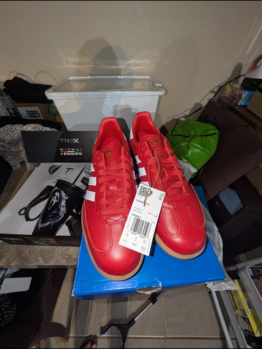Adidas Samba OG 8.5 men's Red Leather Sneakers with White Stripes